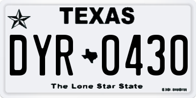TX license plate DYR0430