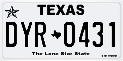 TX license plate DYR0431