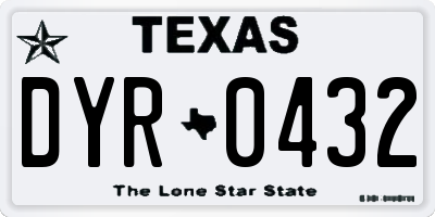 TX license plate DYR0432