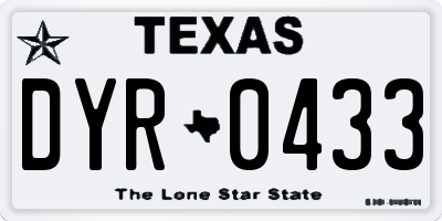 TX license plate DYR0433