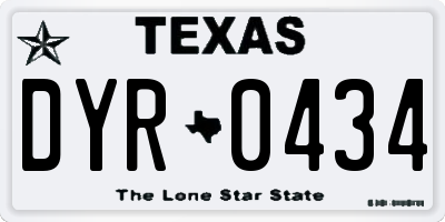 TX license plate DYR0434