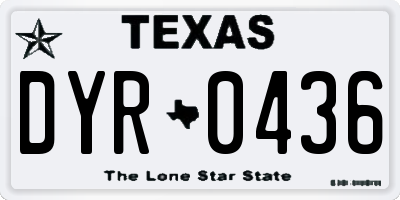 TX license plate DYR0436