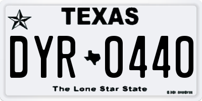 TX license plate DYR0440