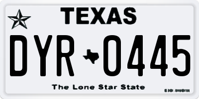 TX license plate DYR0445