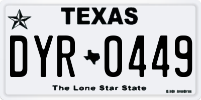 TX license plate DYR0449