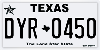 TX license plate DYR0450