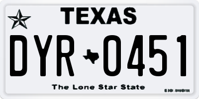TX license plate DYR0451