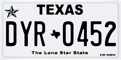 TX license plate DYR0452