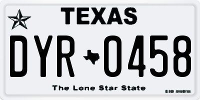 TX license plate DYR0458