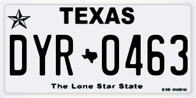 TX license plate DYR0463
