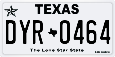 TX license plate DYR0464