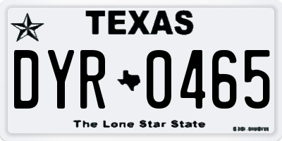 TX license plate DYR0465