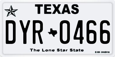TX license plate DYR0466