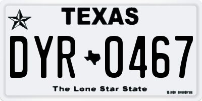 TX license plate DYR0467