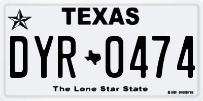 TX license plate DYR0474