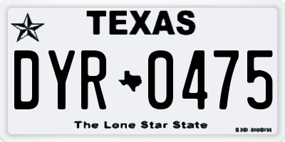 TX license plate DYR0475