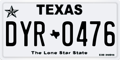 TX license plate DYR0476