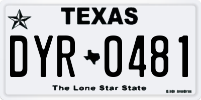 TX license plate DYR0481