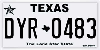 TX license plate DYR0483