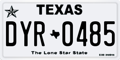 TX license plate DYR0485