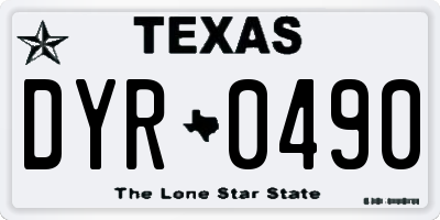 TX license plate DYR0490
