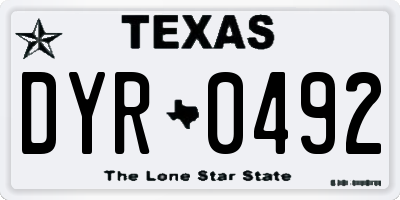 TX license plate DYR0492