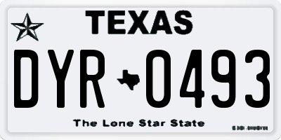 TX license plate DYR0493
