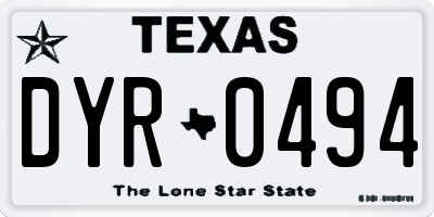 TX license plate DYR0494