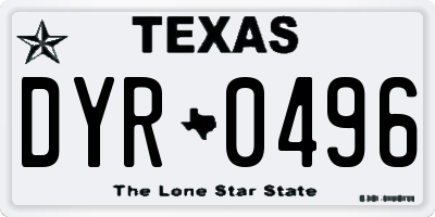 TX license plate DYR0496