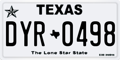 TX license plate DYR0498