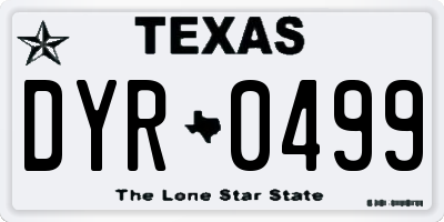TX license plate DYR0499