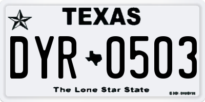 TX license plate DYR0503