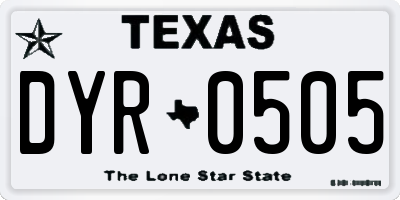 TX license plate DYR0505