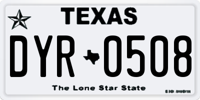 TX license plate DYR0508