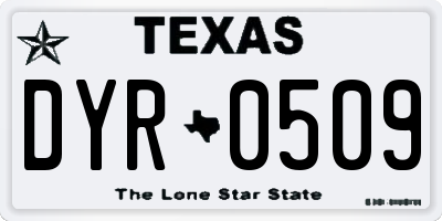 TX license plate DYR0509