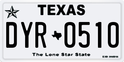 TX license plate DYR0510