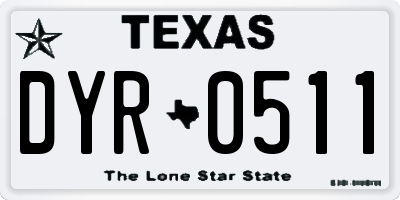 TX license plate DYR0511