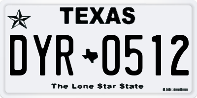 TX license plate DYR0512