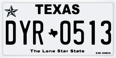 TX license plate DYR0513