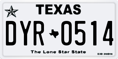TX license plate DYR0514