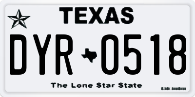 TX license plate DYR0518