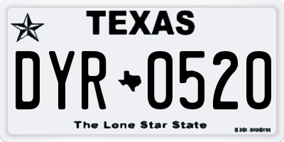 TX license plate DYR0520