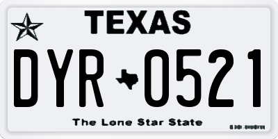 TX license plate DYR0521