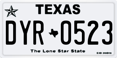 TX license plate DYR0523