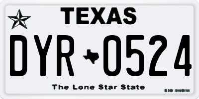 TX license plate DYR0524