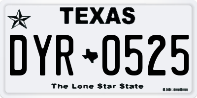 TX license plate DYR0525