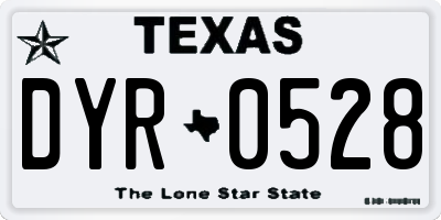 TX license plate DYR0528
