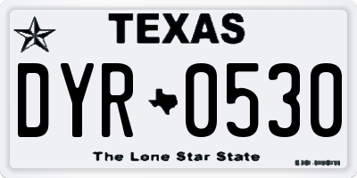 TX license plate DYR0530