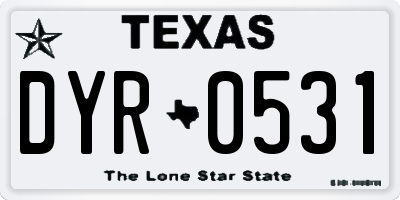 TX license plate DYR0531