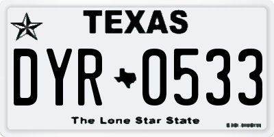 TX license plate DYR0533